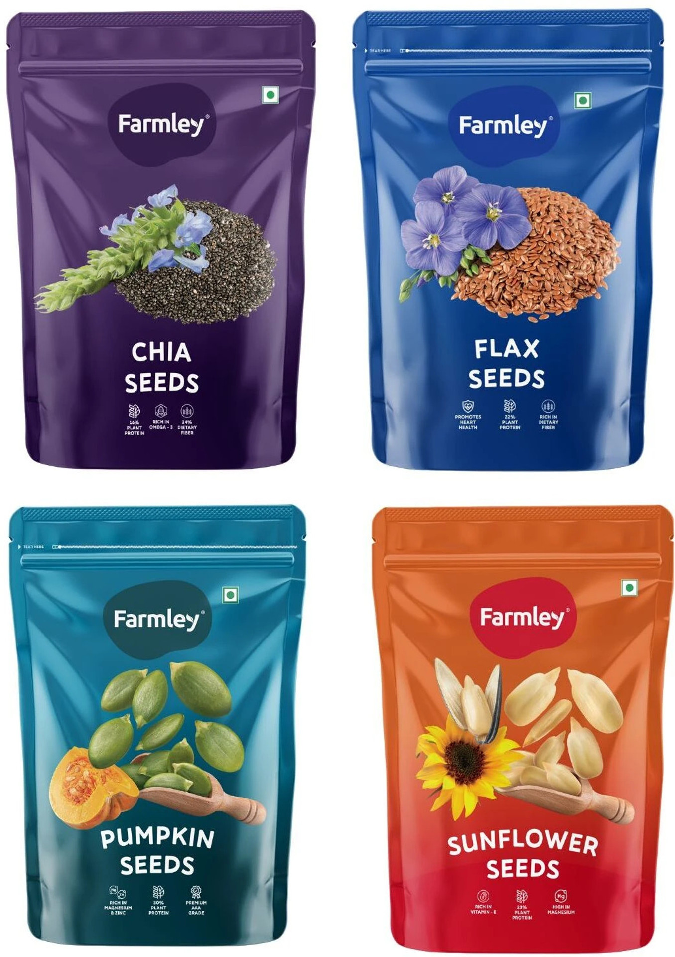 Farmley Premium Seeds 800g, Combo Pack Of 4(Each 200g)